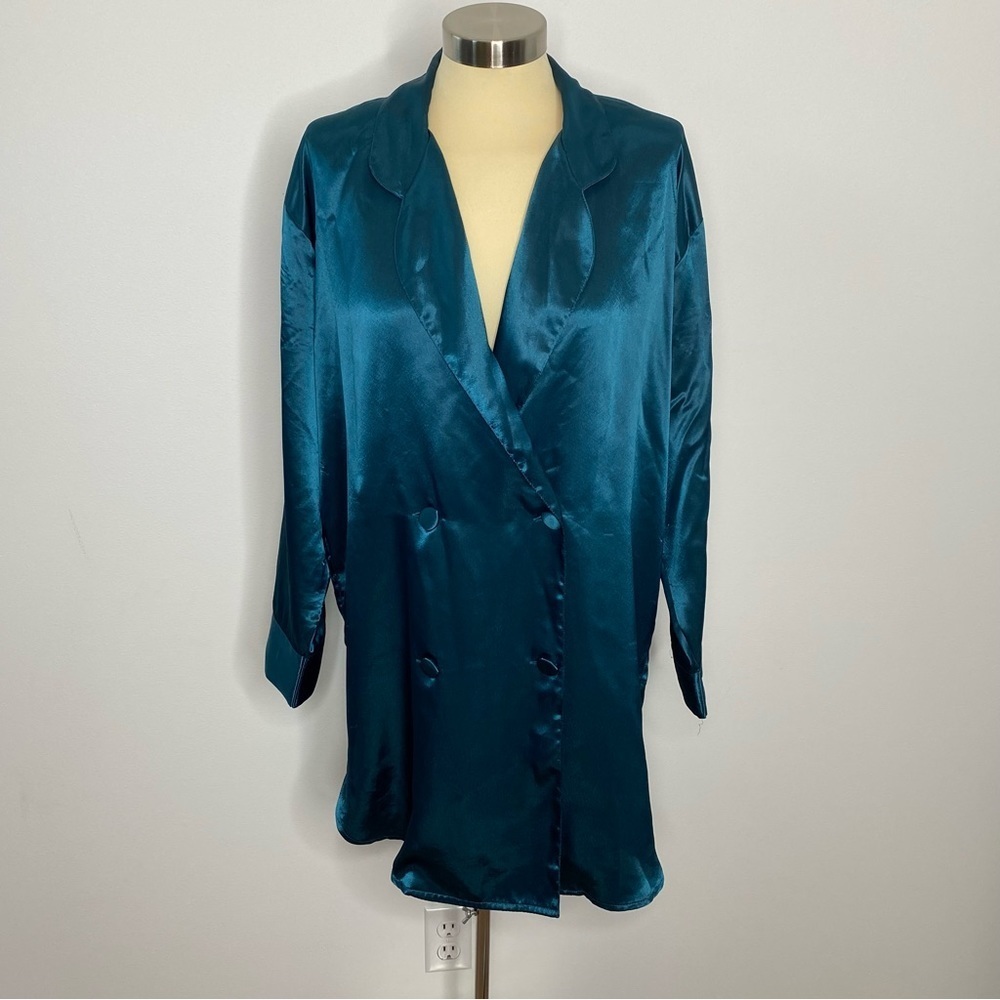Victoria's Secet Gold Label Vintage Teal Double Breasted Long Sleeve Nightgown